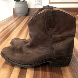 Distressed leather ankle boots